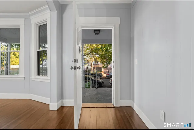 a view of front door and deck