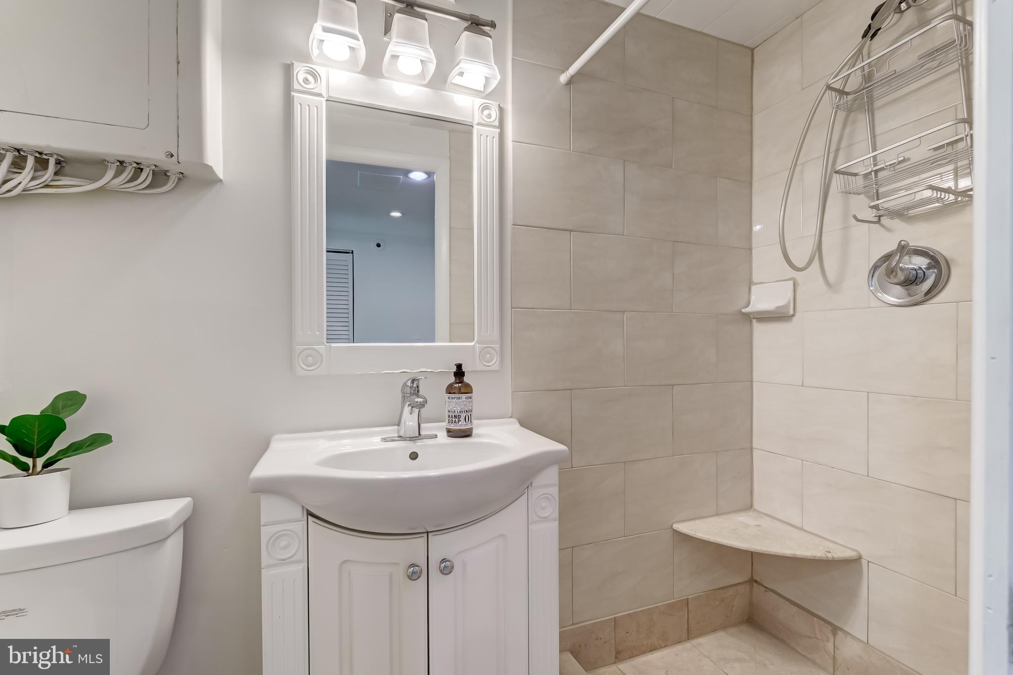 2217 39th Place Northwest Washington, DC 20007 - Photo 20 of 28 a bathroom with a sink toilet and a mirror