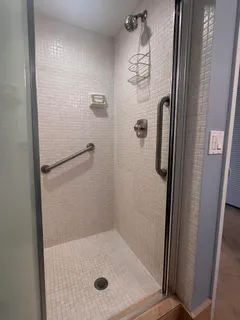 a bathroom with a tub