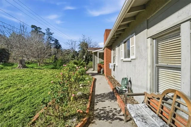 a view of an outdoor space with seating area