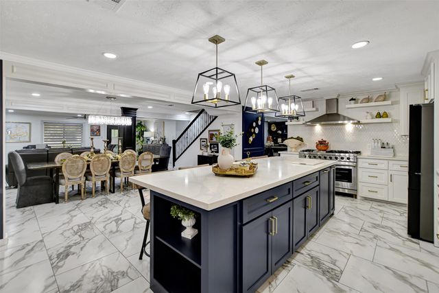 a kitchen with lots of counter top space