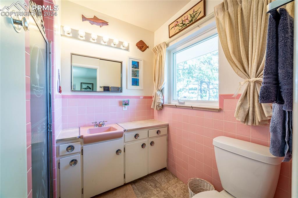 2915 Mt Herman Road Monument, CO 80132 - Photo 27 of 39 a bathroom with a sink a toilet and a mirror
