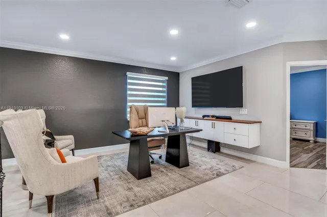 a bedroom with a bed and furniture