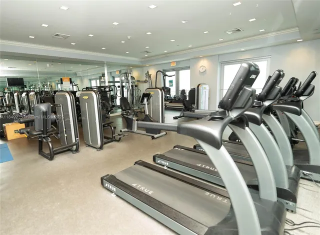 a view of a room with gym equipment