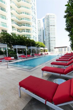 a outdoor space with the view of swimming pool