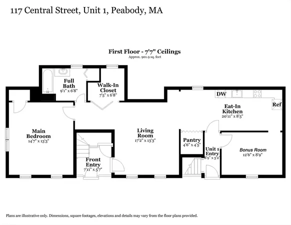 $2,000 | 117 Central Street, Unit 1, Peabody, MA 01960