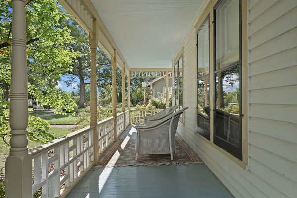 a view of an outdoor space with seating area