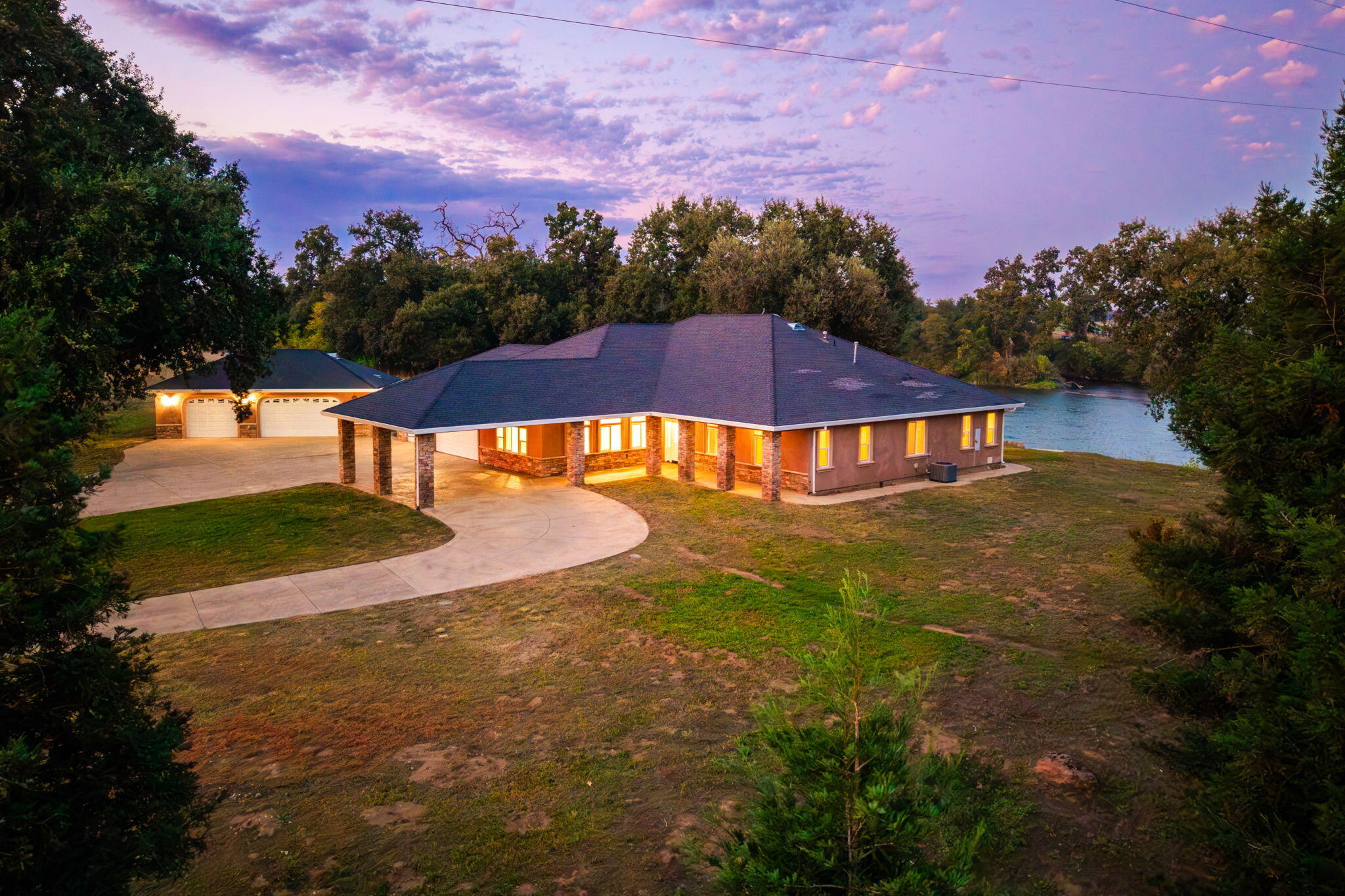 an aerial view of a house