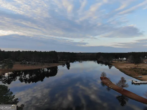 a view of a city with lush green forest