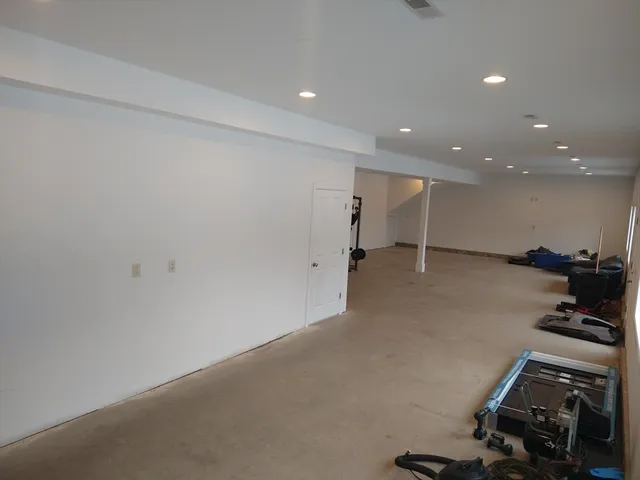 a workspace with furniture and wooden floor