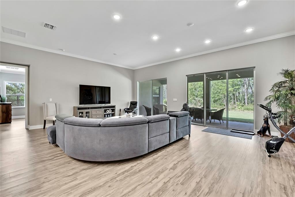 9504 Earthwind Court Weeki Wachee, FL 34613 - Photo 9 of 48 a living room with furniture and a flat screen tv