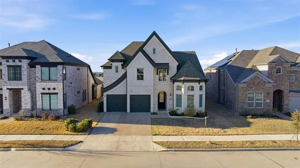 an aerial view of a highlighted house