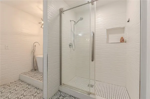 a bathroom with a shower