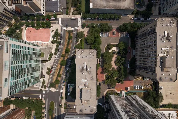 an aerial view of a house