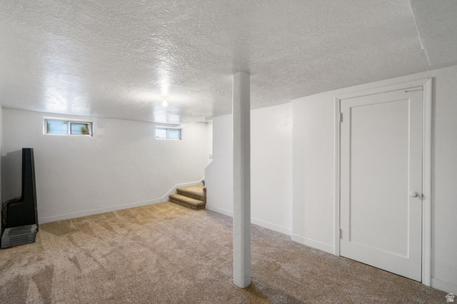 615 East Maple Street Mapleton, UT 84664 - Photo 19 of 30 Finished lower level featuring neutral carpeting, white painted walls, and a white interior door