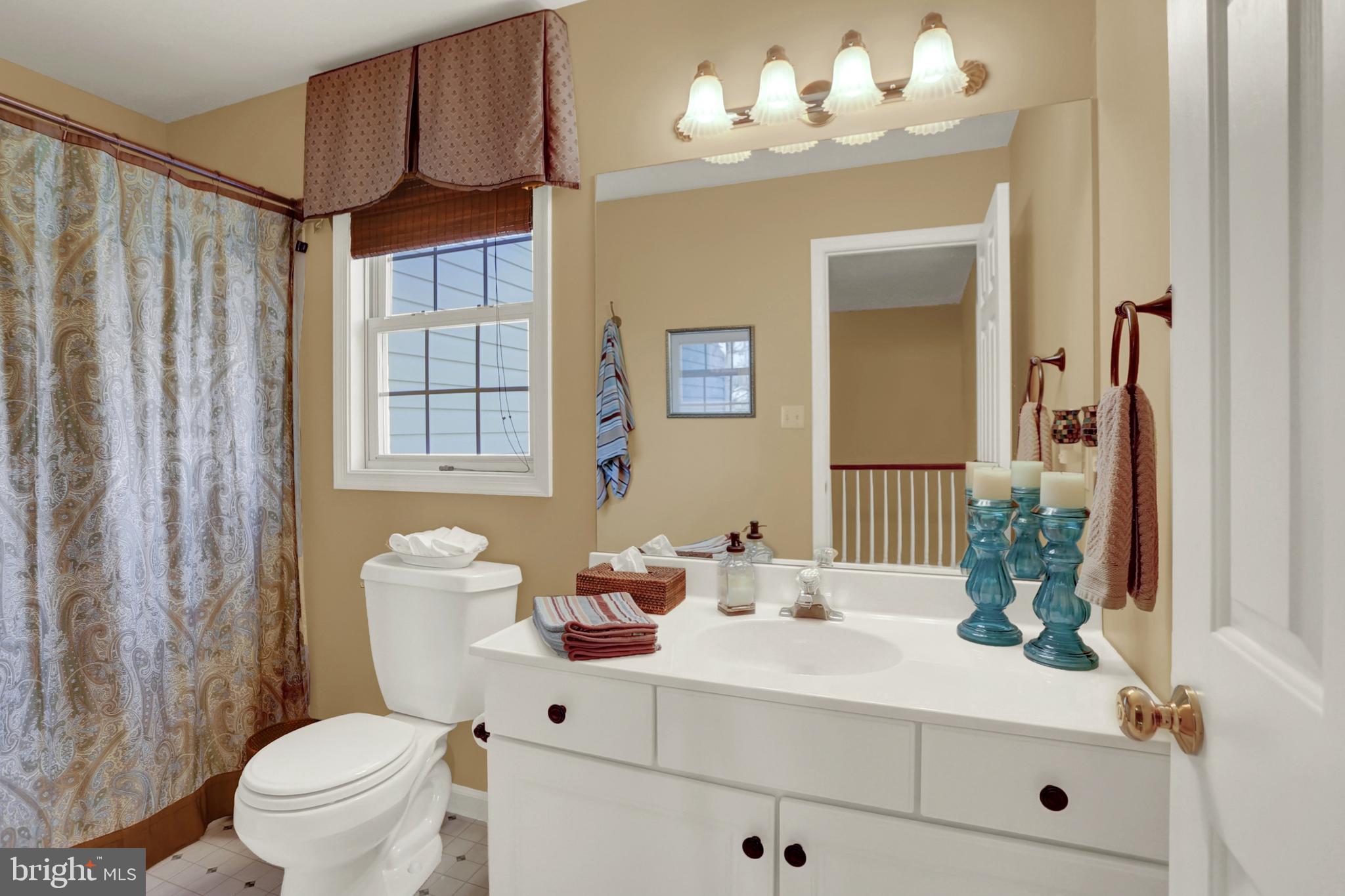 402 Hidden Valley Road New Cumberland, PA 17070 - Photo 29 of 50 a bathroom with a sink a toilet a mirror and shower curtain