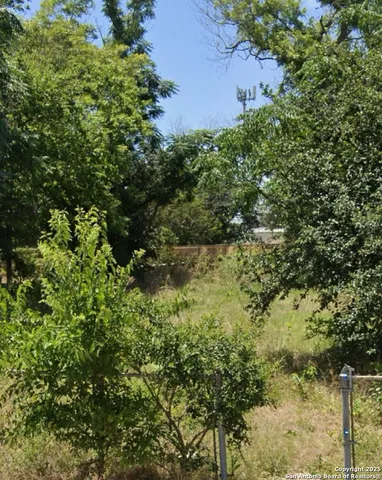an aerial view of residential house with green space