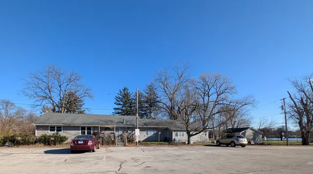 a car parked in front of a building