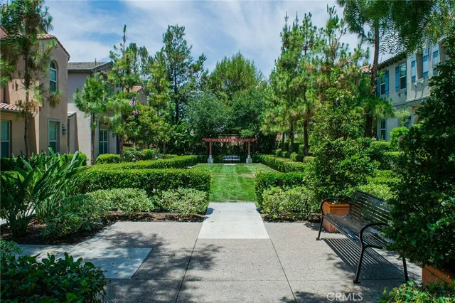 a view of a garden with pathway