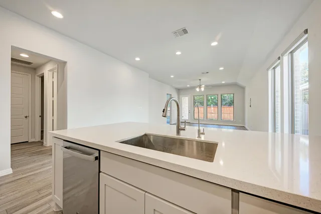 an outdoor space with furniture