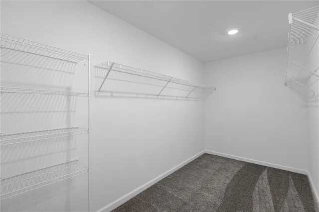 a view of a room with racks on the wall