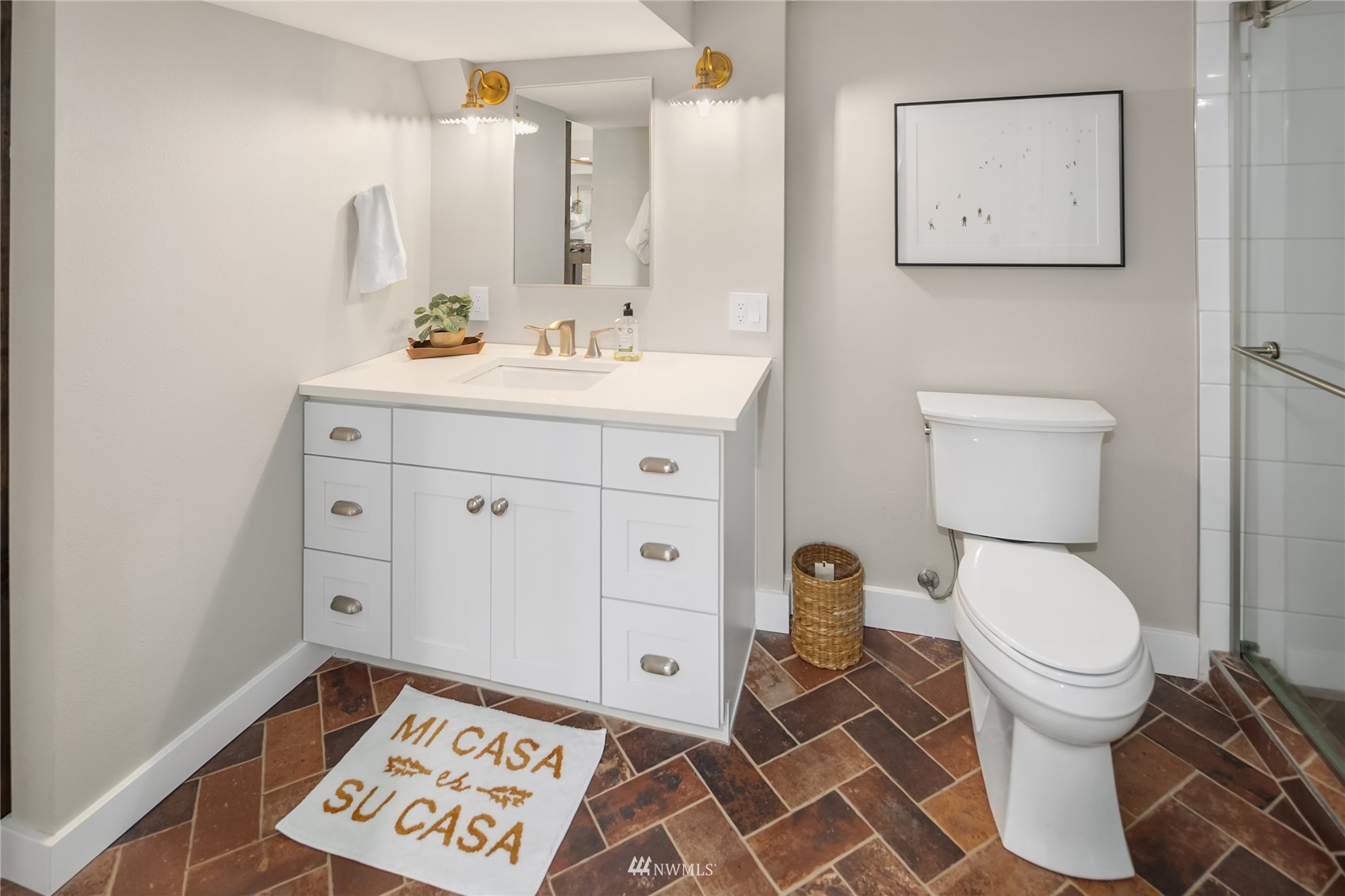 17227 Southeast May Valley Road Renton, WA 98059 - Photo 28 of 40 a bathroom with a sink toilet and mirror