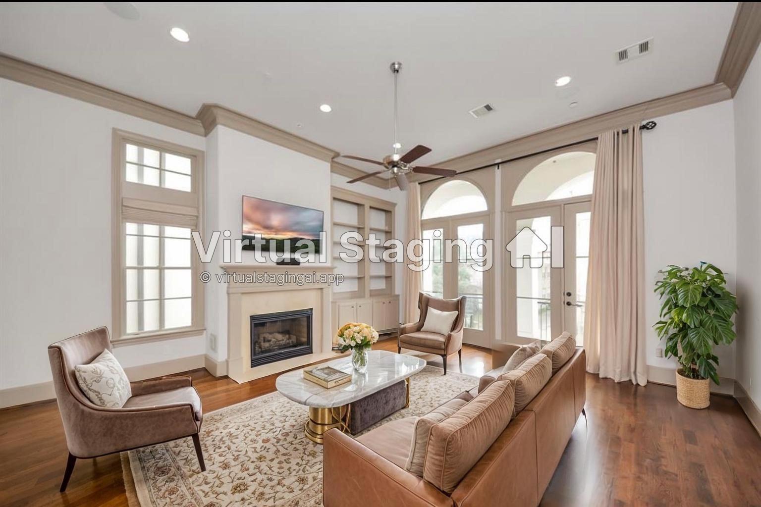314 West Clay Street Houston, TX 77019 - Photo 13 of 44 a living room with furniture fireplace and a large window