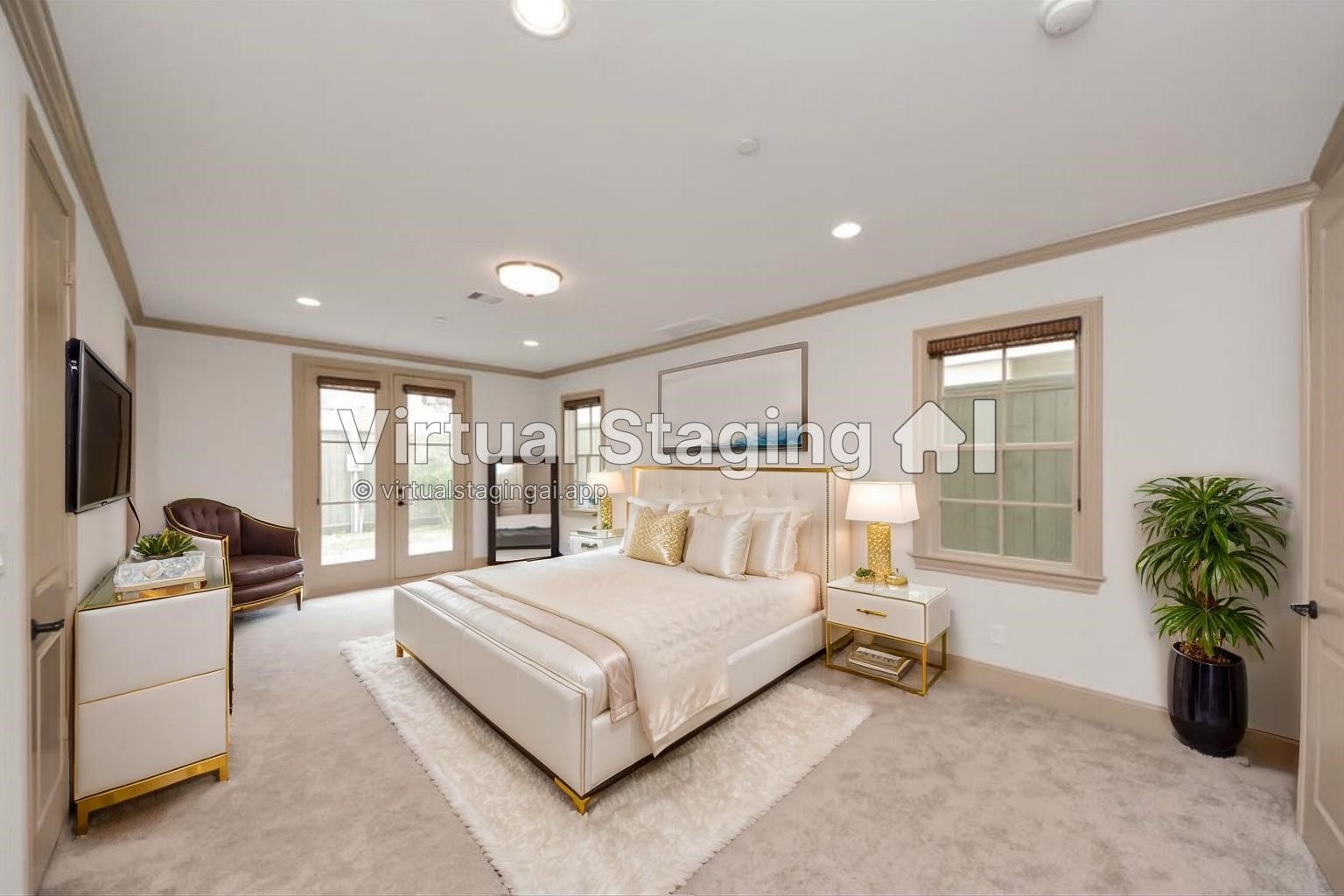 314 West Clay Street Houston, TX 77019 - Photo 26 of 44 a bedroom with a large bed and a large window