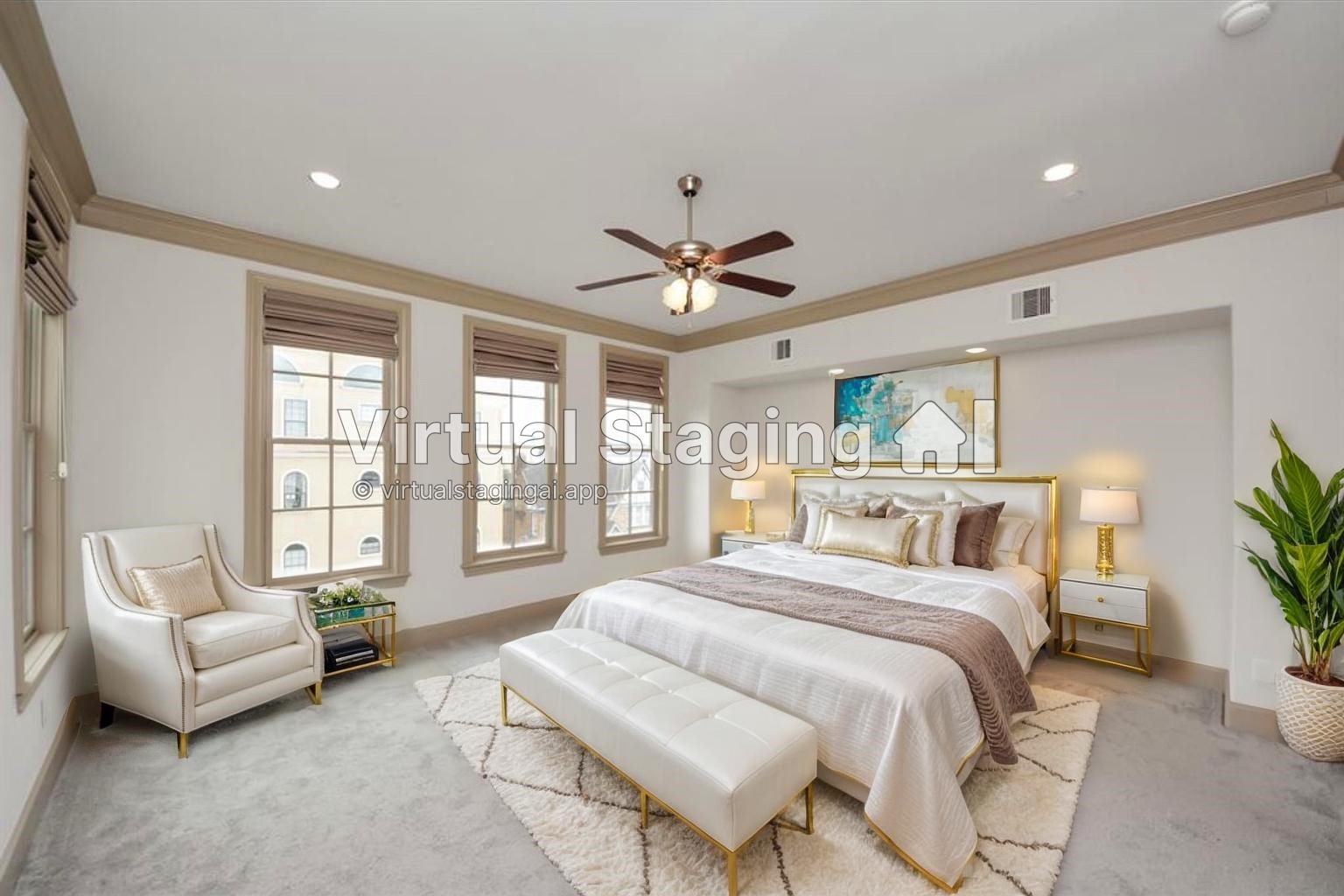 314 West Clay Street Houston, TX 77019 - Photo 3 of 44 a spacious bedroom with a bed and a couch