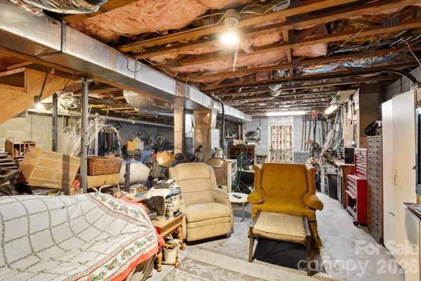 a storage room with furniture