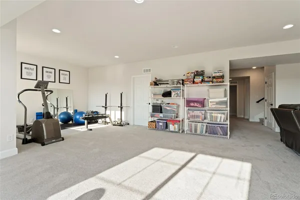 a view of a livingroom with storage and utility