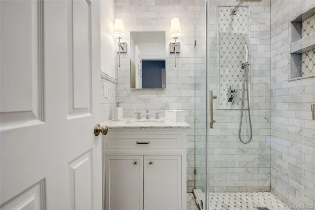 a view of a livingroom with furniture and an empty space