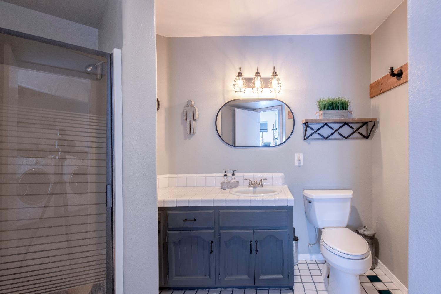 33952 Tocaloma Road Auberry, CA 93602 - Photo 36 of 48 a bathroom with a toilet a sink and mirror