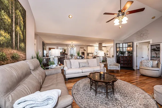 a living room with furniture or couches and a coffee table