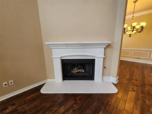 a living room with a fireplace