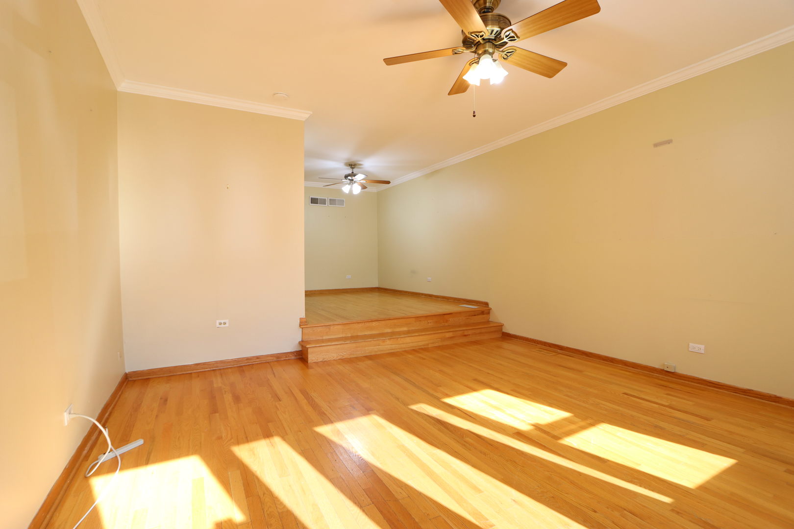 3217 South May Street Chicago, IL 60608 - Photo 8 of 27 a view of a room with a ceiling fan and carpet