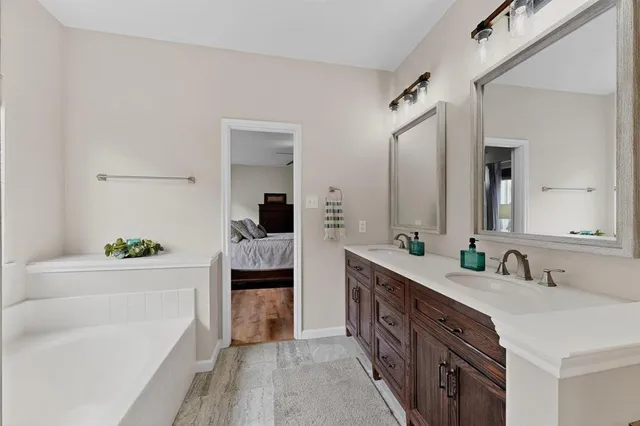 a bedroom with a bed and a walk in closet