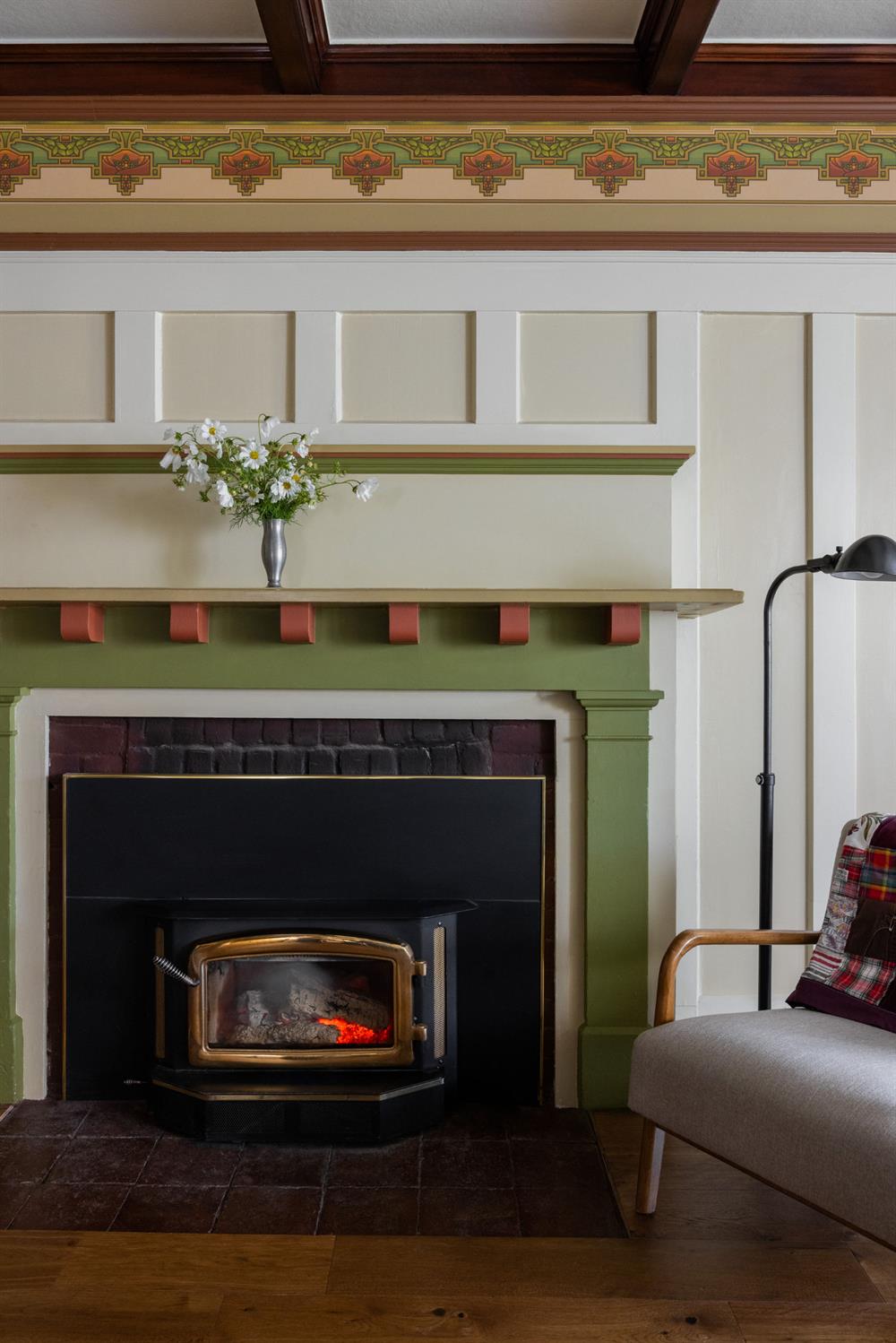 790 Pine Knoll Road Applegate, CA 95703 - Photo 12 of 81 a living room with a fireplace furniture and a potted plant
