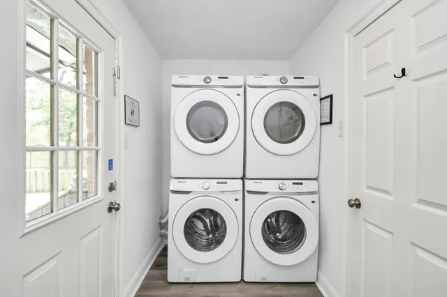 a utility room with dryer and washer