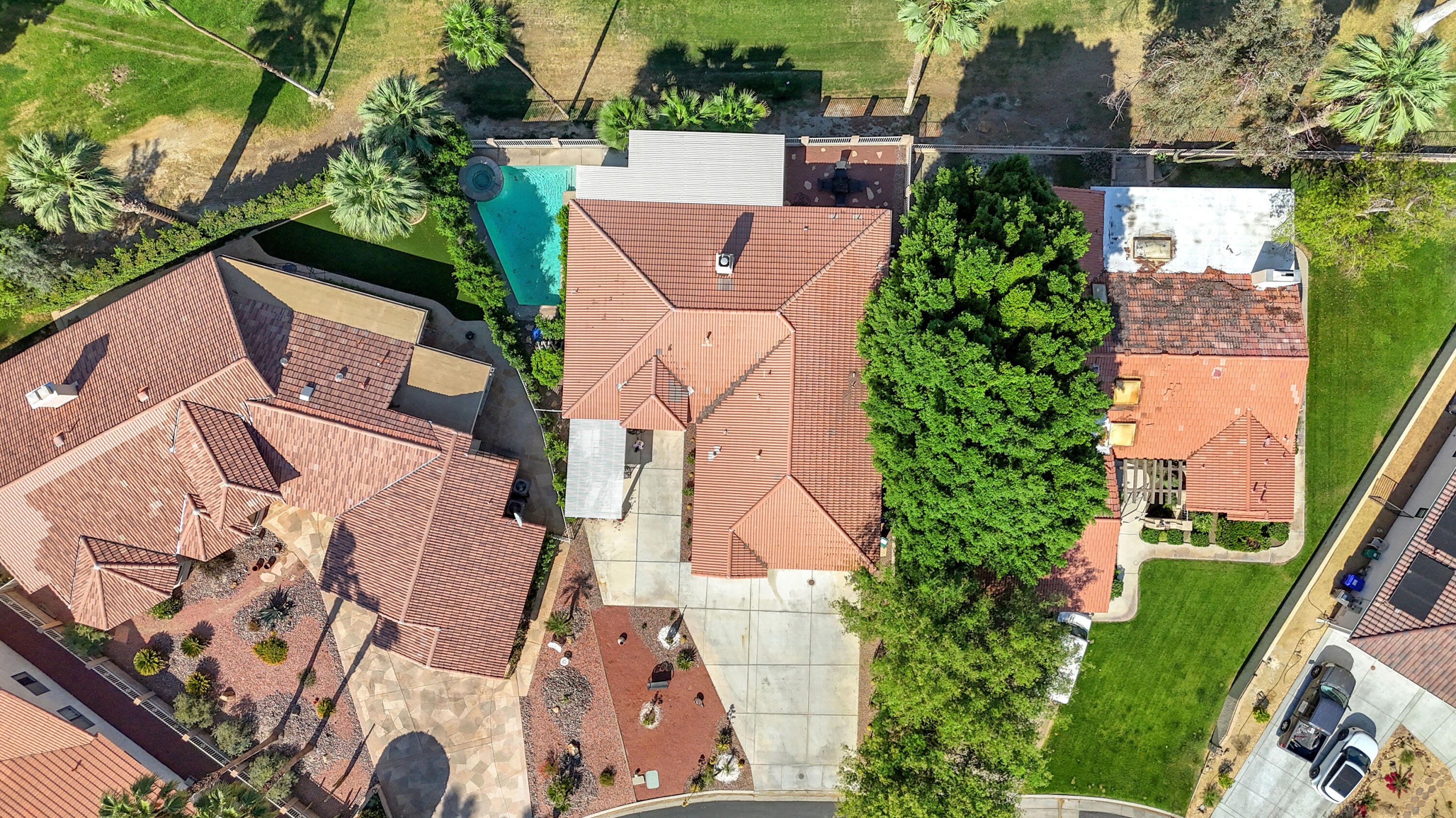 48305 Pic Way Indio, CA 92201 - Photo 72 of 77 an aerial view of a house with a yard basket ball court and outdoor seating