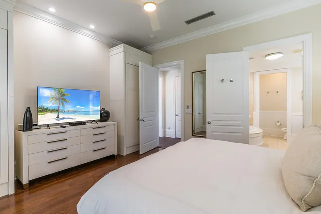 a bedroom with a bed and furniture