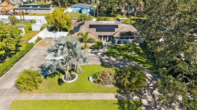 a view of city and green space