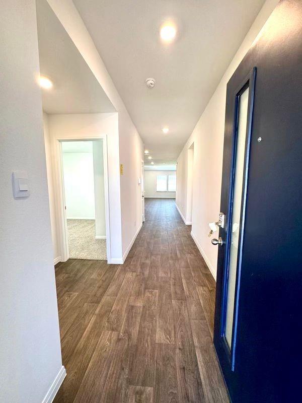 346 Gladiola Loop Kyle, TX 78640 - Photo 2 of 16 Corridor featuring dark wood-style floors and recessed lighting