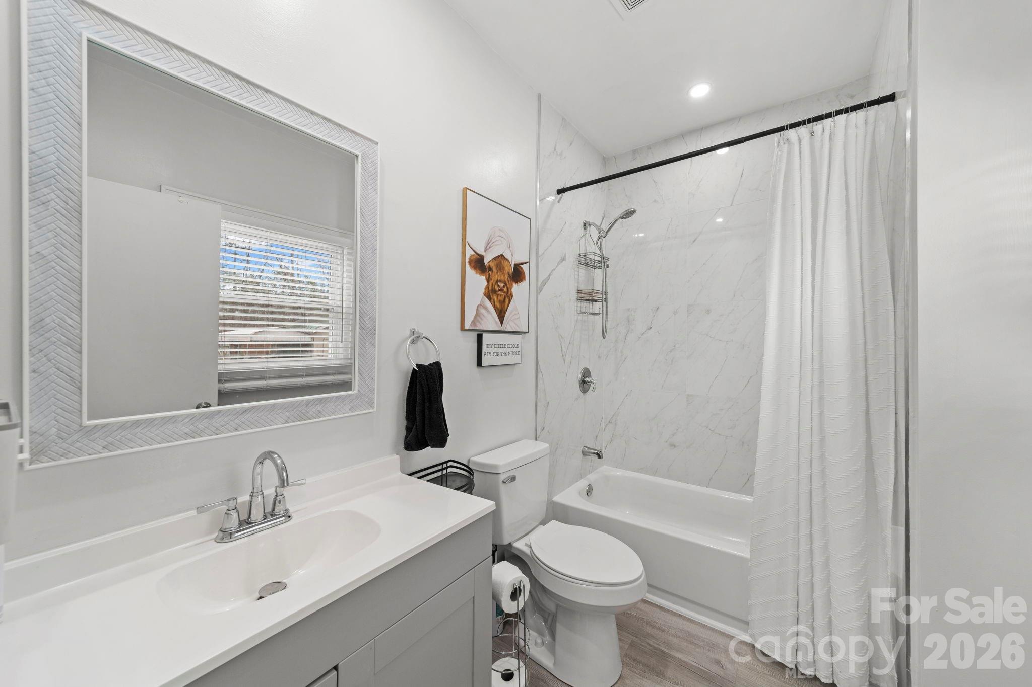 36141 Palestine Road Albemarle, NC 28001 - Photo 29 of 40 a bathroom with a sink toilet a shower and a mirror