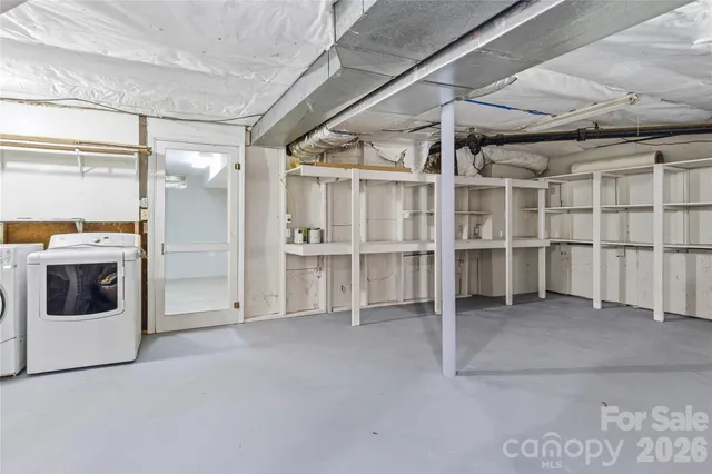 a view of a storage & utility room with stainless steel appliances