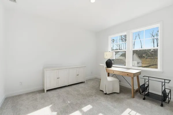 a front view of a house with a garden and plants