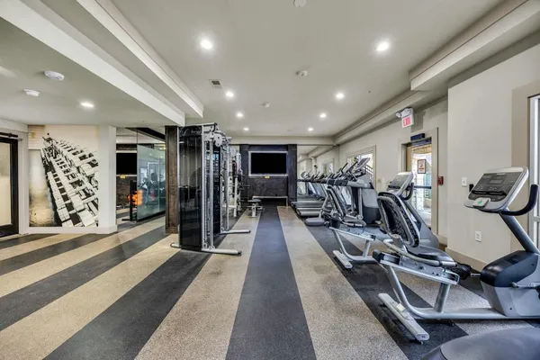 a view of a room with gym equipment