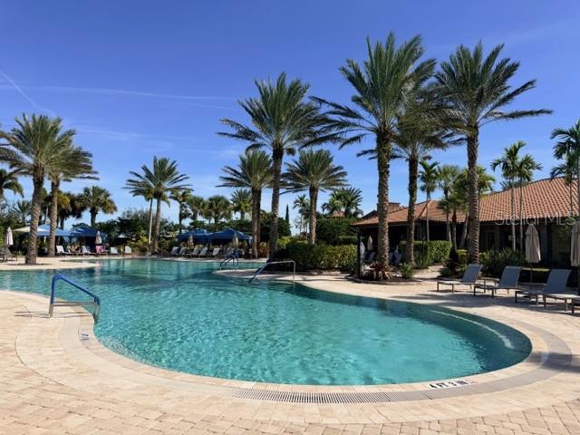13202 Torresina Terrace Lakewood Ranch, FL 34211 - Photo 28 of 35 a swimming pool with outdoor seating and yard