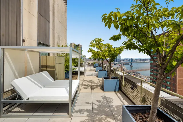 a view of a balcony with chairs and a potted plant