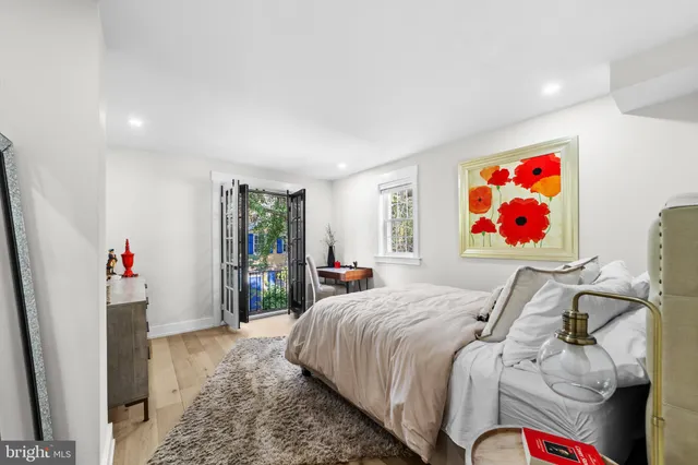 a bed room with a bed and a couch